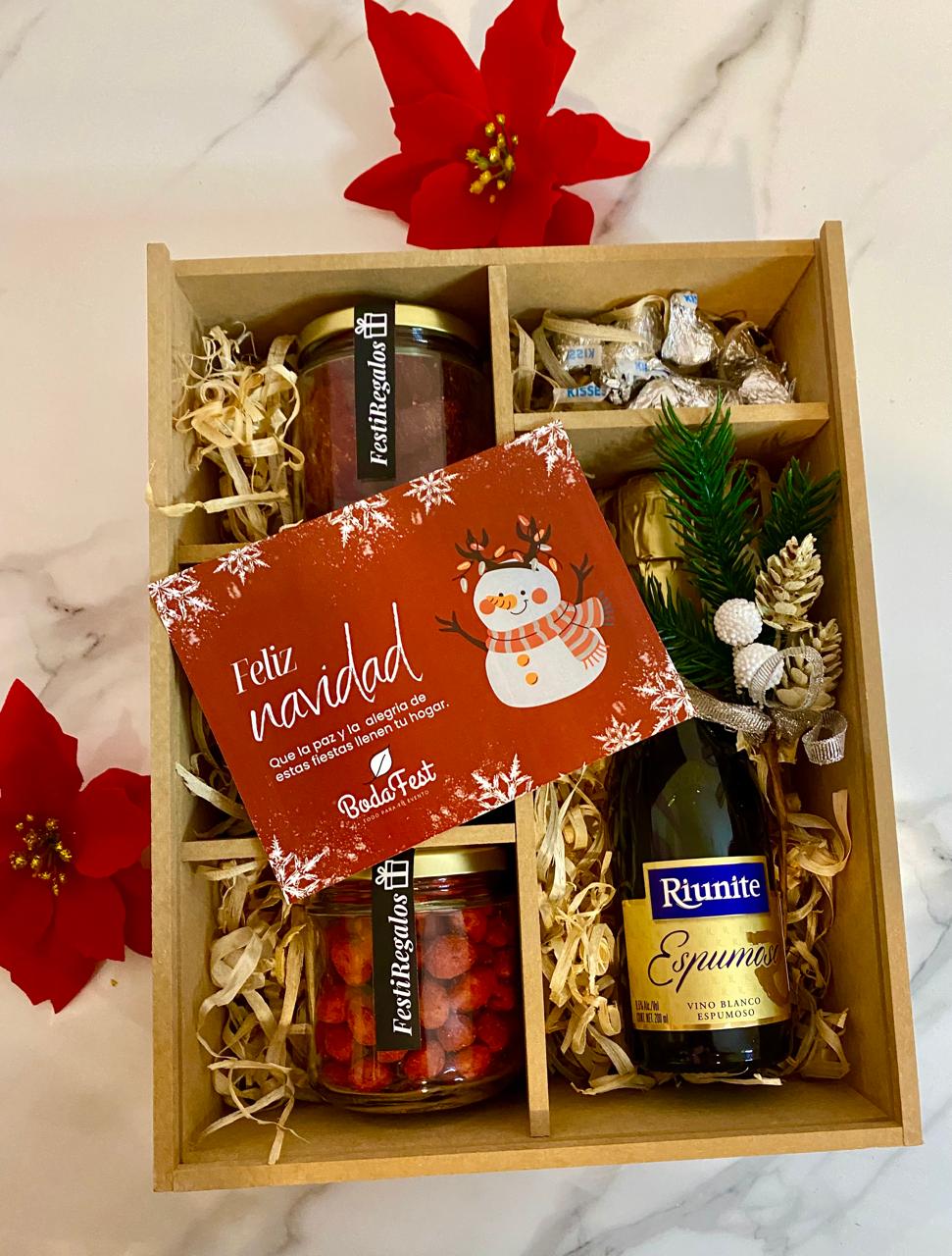 Gift Box Madera Vino y Snacks